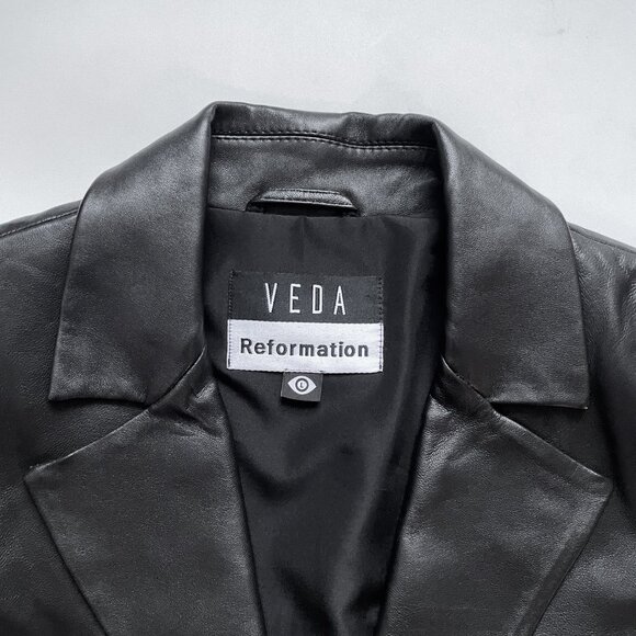 Reformation Veda Bowery Leather Blazer Black Size Large - Picture 7 of 14
